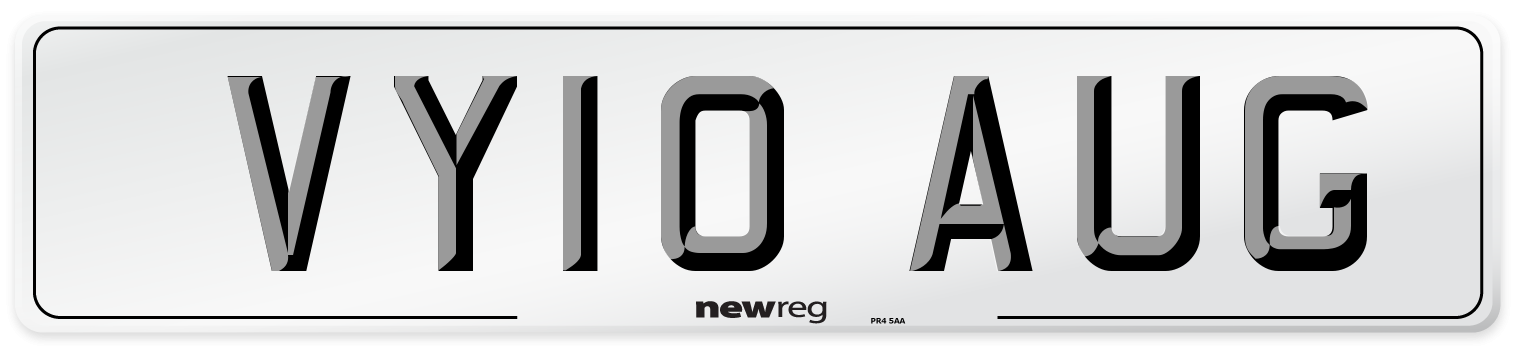 VY10 AUG Number Plate from New Reg